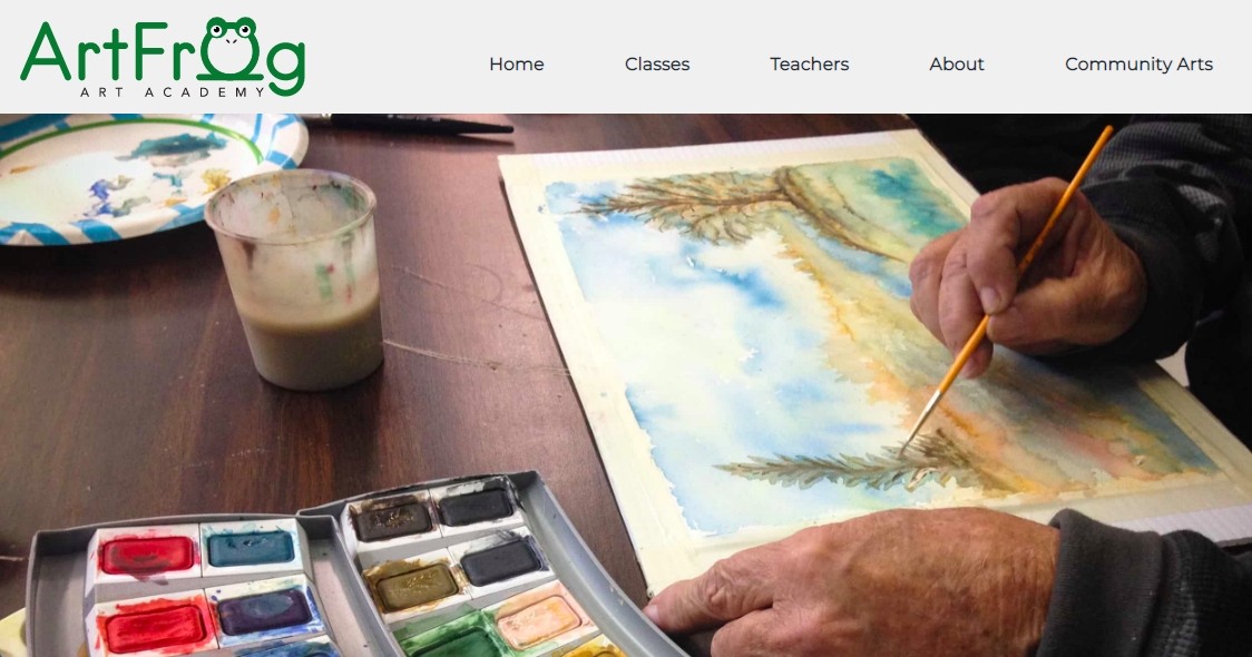 screenshot of the ArtFrog Art Academy website homepage